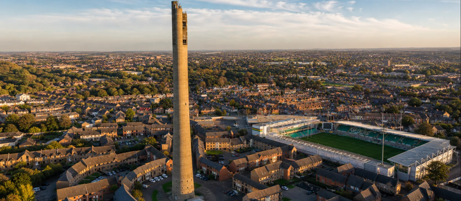 Aerial view of residential neighbourhood in Northamptonshire